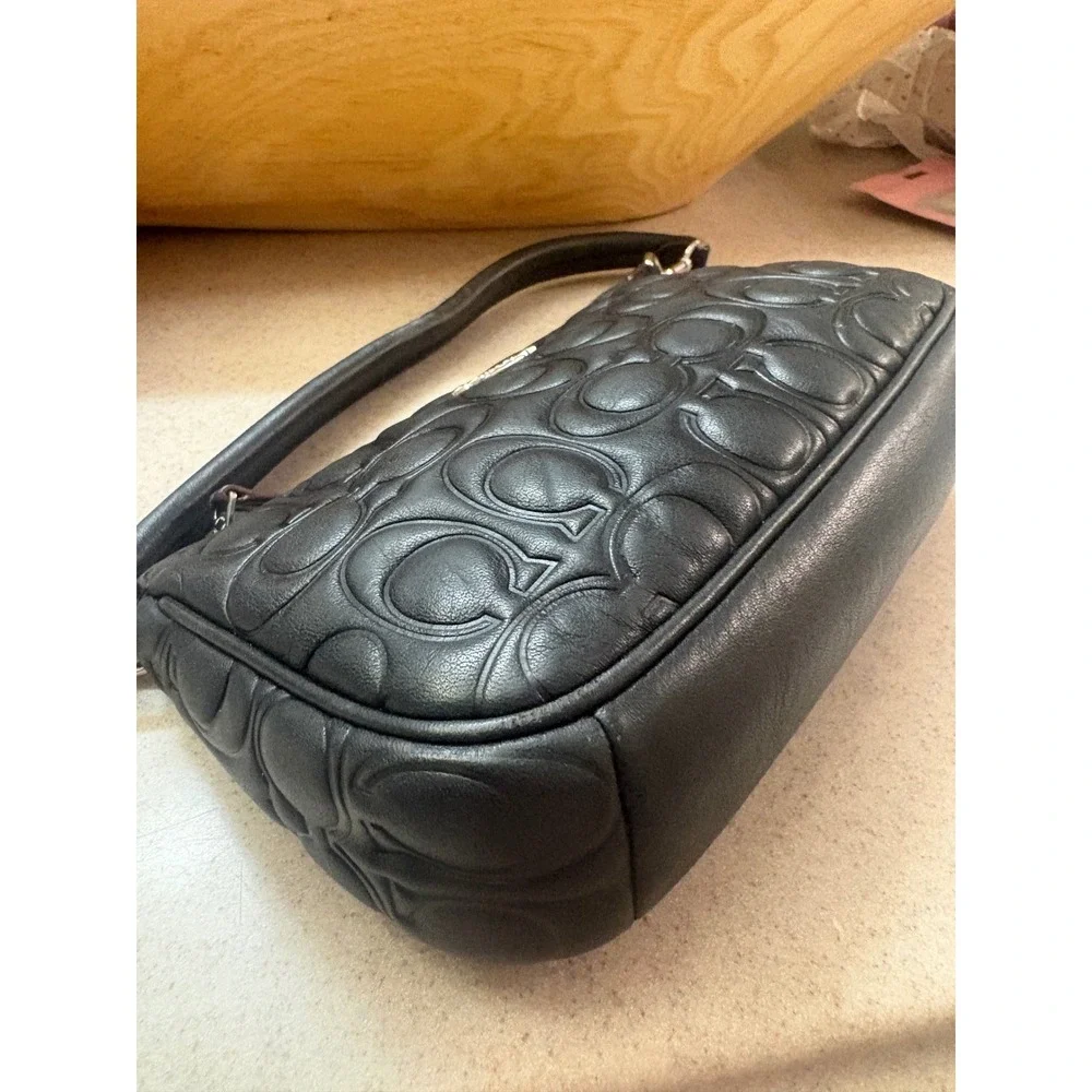 Coach Nolita 19 Black Signature Leather Y2K Wristlet Shoulder Bag